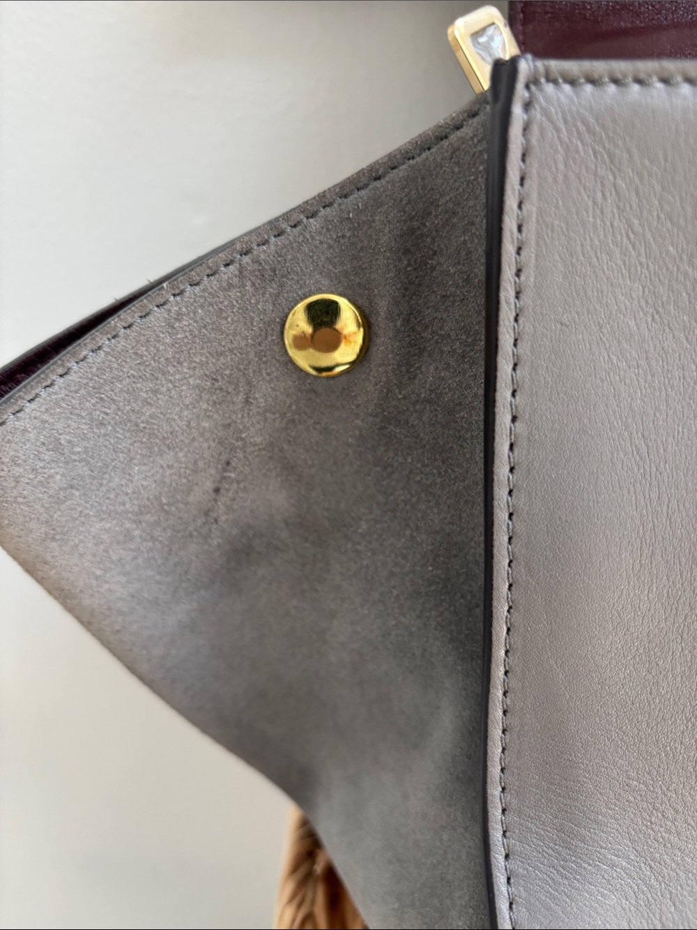 Celine Gray Croc-Embossed Leather Satchel with Gold Hardware - Picture 4 of 14